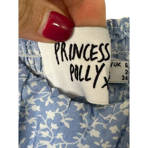 Princess Polly Tiarnie Top Blue Floral Print Size 2 - Picture 6 of 7